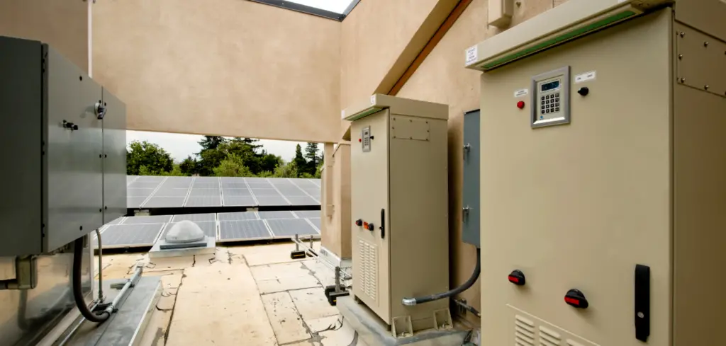 A set of solar inverters hooked up a large number of solar panels.